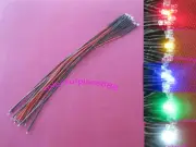 50pcs, 3mm Red Yellow Blue Green White 9V 12V DC Pre-Wired Water Clear LED 20CM