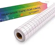 HTVRONT Transfer Tape for Vinyl - 12" x 20 FT Red Alignment Grid Clear Transfer Paper for Vinyl for Self Adhesive Vinyl - High Tack Transfer Tape for Cricut, for Signs Stickers Decals Walls Doors