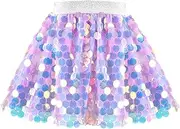 [Sunny Fashion] Girls Skirt Purple Mermaid Sparkly Sequin Tutu Party Ballet Dance