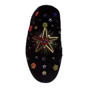 Betsey Johnson Mules Slip-on Velvet Rhinestone Flats Shoes Y2K Boho Women’s 6.5
