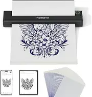 MUNBYN Tattoo Stencil Printer ITP05, Wireless Thermal Tattoo Printer with 10 Transfer Papers, Compatible with Android/iOS Phone&Tablet & PC, Tattoo Kit for Tattoo Artists and Beginners(Black)