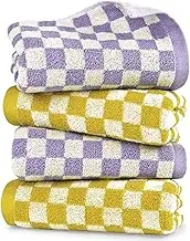 Hand Towel Set Checkered, Soft Quick Dry Bathroom Hand Towels 2 Colors 4 Pack, Cotton Kitchen Towels for Hand, Cute Towels for The Whole Family