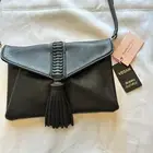 Republic Vegan Leather Black Crossbody Bag with Detachable Strap NWT. Tassel