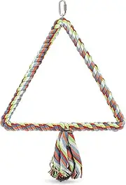 Spoiled Pet Large Triangle Cotton Bird Rope Swing Perch - Made with All Natural Materials - Safe to Climb and Chew - Great for African Grey Parrots, Cockatiels, Parakeets, and Cockatoos