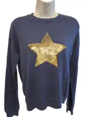 Melrose and Market XL 14/16 GIRLS Blue Front Sequin Star Pullover Sweater NEW
