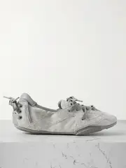 [Acne Studios] Acne Studios - Leather-trimmed Suede Ballet Flats - Gray - IT39 IT 39 Gray