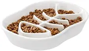 White Ceramic Slow Feeder Dog Bowls Cat Bowl -Ceramic Fun Interactive Feeder Bloat Stop Cat Bowl Preventing Feeder Anti Gulping Healthy Eating Diet Pet Bowls Against Bloat, Indigestion and Obesity