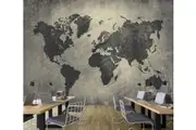 3D Black Pattern 2031 World Map Wall Murals Wallpaper Murals Woven paper (need glue)