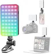 Pocket Fill Light Video Light 2500K-9000K Dimmable 10 Scene Lig Ng Effects Video Conference Light for Computer Tablet Mobile Phone DSLR Camera Built-in Battery with Screen Clip & Cold Shoe Black