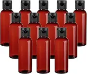 Tancano Plastic Travel Bottles, Clear Empty Lotion Bottle Small Squeeze Bottle Containers with Flip Cap for Shampoo Conditioner Toiletries, Black, 3.4oz/100ml 12pack Amber, Classic
