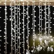 Emitto Curtain Lights Indoor, Ultra Bright Curtains with Lights, Low Energy Consumption, IP44 Waterproof Fairy Curtain Lights with 8 Lighting Modes, 3X3M,Multi-Colored