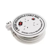 3 Way Round Power Board With Master Switch Overload Protection Compact Reel With 3M Cable
