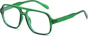 Mirkcittle - blue light blocking glasses aviator retro square for women men pilot glasses oversized fake nerd frame