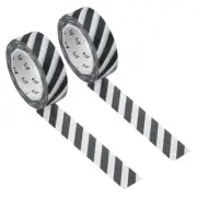 Holographic Washi Tape 0.59 Inch x 10.93 Yards, 2 Roll Stripe Pattern, Gray