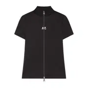 [Courrèges] Courrèges Zip-up Short-sleeve Top XS BLACK