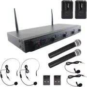 Pyle Wireless Mic System, UHF Quad Channel Fixed Frequency, RF & AF Signal LED