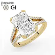 Radiant Solitaire Labgrown Diamond Engagement Ring 18k Yellow Gold 5.60 Ct