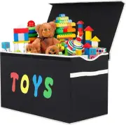 Toy Box Chest, Collapsible Sturdy Storage Bins with Lids, Extra Large BLACK