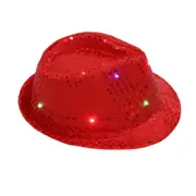 Kids Red LED Light Up Flashing Sequin Costume Hat