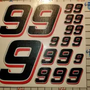 Matte Black Gloss w/White&Red #9's Racing Vinyl Decal Sheet 1/10-1/12 slash