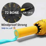 72 Bone Super Strong Windproof Automatic Umbrella Sunshade Protection Gear New