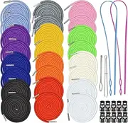 24Pcs 12 Colors Drawstring Replacement Drawstring Cords Clothing Drawstring Hoodies Drawstring with 4Pcs Drawstring Threaders and 10Pcs Plastic Cord Locks (51" Long)