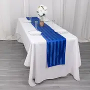 12"x108" ROYAL BLUE Stripes Satin TABLE RUNNER Wedding Linens Party Decorations