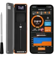 Smart Wireless Meat Thermometer with Thinnest Probe, Bluetooth Food tracking