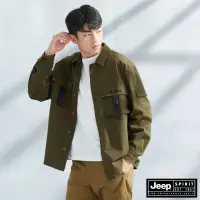 在飛比找momo購物網優惠-【JEEP】男裝 率性口袋長袖襯衫外套(綠色)