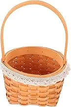 Hand Woven Wooden Basket with Handle Retro Food Storage Organizer for Candy Snacks Eggs for Weddings Christmas Parties Home