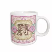 3dRose Regal Pastel Mod Damask Monogram Initial N Mug