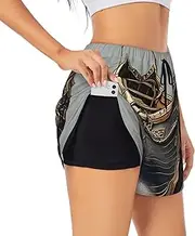 [GaxfjRu] Old Viking Boats Print Women's Running Shorts High Waisted Running Shorts Pocket Sporty Gym Elastic Short
