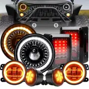 Gradient Halo 7'' LED Headlights Fog Turn Tail Brake Lights for Wrangler 2007-17 (for: Jeep)