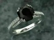 Genuine Onyx 2.17CT Round Cut 14K White Gold FN Engagement Wedding Jewelry Ring