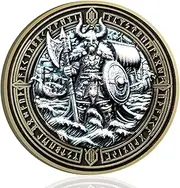 Viking Warrior Mjölnir Challenge Coin Viking Thor Hammer Coin Nordic Mythology Coin with Runic Protective Talisman Viking Gifts for Men Women with Clear Protective Case (1 Pcs)