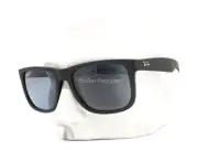 Ray-Ban RB 4165 622/2V Justin Sunglasses Matte Black Polarized Blue 54mm w/case