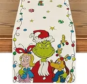 Christmas Table Runner Christmas Table Runner Christmas Table Cover New Year Winter Xmas Decor Green Elf Christmas Decorations for Home Party Table