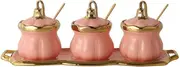 Ceramic spice jar， Ceramic Spice Jar with Lid Seasoning Jar Sugar Bowl Set Spice Storage Box Sugar Bowl Salt ShakerContainer Condiment Pots Can