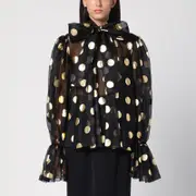 [Dolce & Gabbana] Silk organza lamé polka dot blouse 42 IT Black