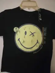 New Youth Black T-shirt With Smiley World Size S (6-7) Smiley Face UNISEX