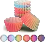 qiqee Mini Cupcake Liners 300-Count Multicolor Disposable Paper Baking Cups Everyday Baking Gradient Design Cupcake Wrappers