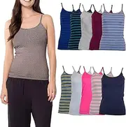 [Sexy Basics] Women's 10 Pack Spaghetti Strap Cami Tank Tops - Slim Fit Camisole Cotton Stretch Tanks