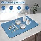 2Pcs Dish Drying Mat Ultra-Absorbent Quick Drying Dish Pad Diatomaceous Catcq
