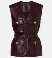 [Chloe] Chloé Belted leather vest AU 16 brown