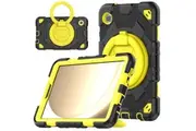 Samsung Galaxy Tab A9 8.7 inch 2023 Rotatable Handle Bracket & Shoulder Strap Shockproof Kids Super-Hero Case-Black&Yellow