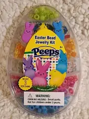 NEW Peeps Easter Bead Jewlery Kit with 3 Peeps Charms, Alpha Beads & Cord - CUTE