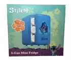 Disney Stitch Blue 6-Can Mini Fridge 10”x10”x7” Portable Drink/Cosmetic Fridge