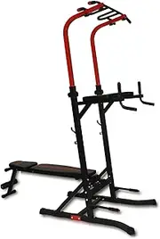Power Tower Chin-Pull Up Multi-Grip Bar Station Dip VKR Knee Raise + Bench Press