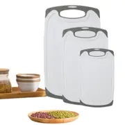 3PCS Plastic Cutting Boards Chopping Boards Set With Non-Slip Feet For Kitchen-White