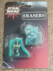 Vintage Star Wars Episode 1 Jar Jar Binks and Anakin Erasers - Factory Sealed